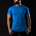 Cotton T-shirt Summer Men's Athleisure Workout short sleeve Muscle Fitness T-shirt High Quality Men T-shirt Gym Sport Shirt Tops