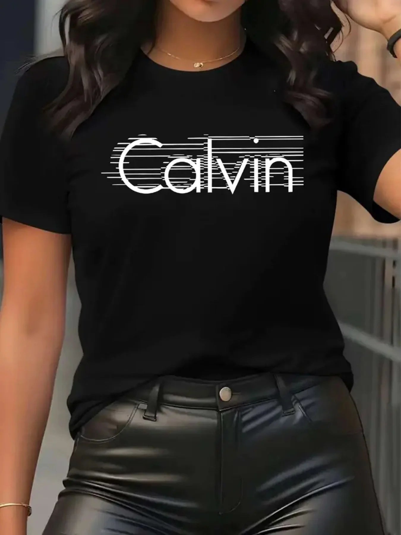 Calvin Women's T-Shirt Leisure Fashion Short Sleeve Cotton Tees High Quality Comfortable Brand T-shirt Summer Streetwear Y2k Top