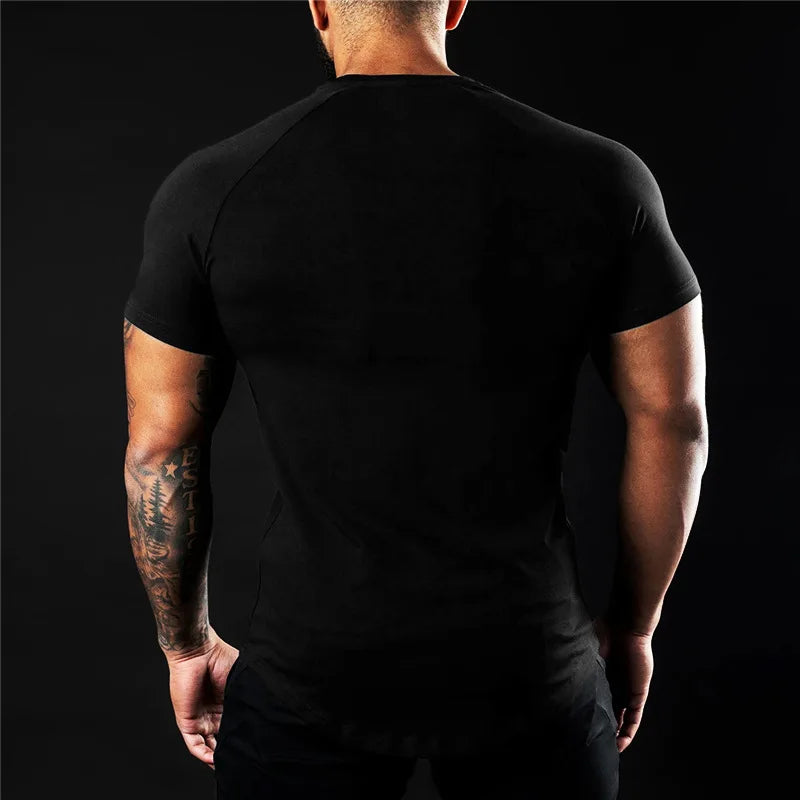 Cotton T-shirt Summer Men's Athleisure Workout short sleeve Muscle Fitness T-shirt High Quality Men T-shirt Gym Sport Shirt Tops