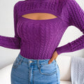 Women'S Long Sleeve Hollow Sweater | High Stretch Fabric, Crew Neck, Sexy Slim Fit, Autumn/Winter